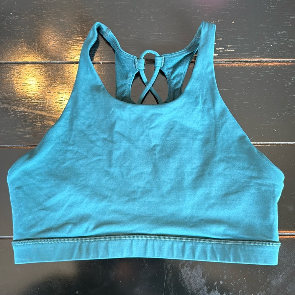 Lululemon blue higher neck sports bra, size 4!